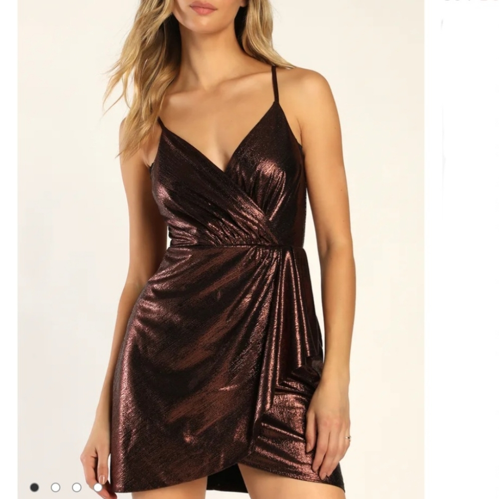 NWT Lulus Made For Date Night Shiny Bronze Bodycon Mini Dress - Perfect for NYE!